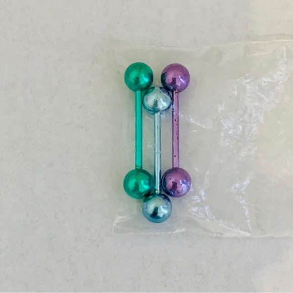 New 3 Metallic Tongue Rings - Picture 2 of 2